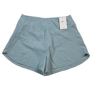 NEW Women's Nike Dri-Fit Bliss High Waisted 3" Shorts Blue Lined Size L